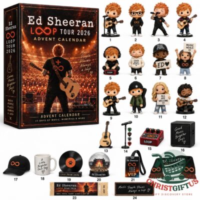 Ed Sheeran Loop Tour 2026 Advent Calendar - full box and illustrated collectible contents display