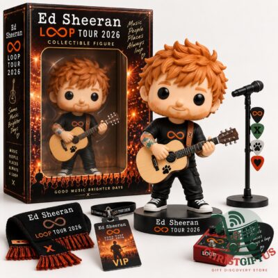 Ed Sheeran Loop Tour 2026 Collectible Figure - front view with display box and guitar