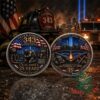 FDNY Firefighters 25th Anniversary 9/11 Memorial Challenge Coin - front and back views