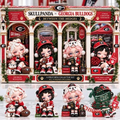 Georgia Bulldogs Skullpanda Between the Hedges Mini Collectible Character Set - four figures displayed