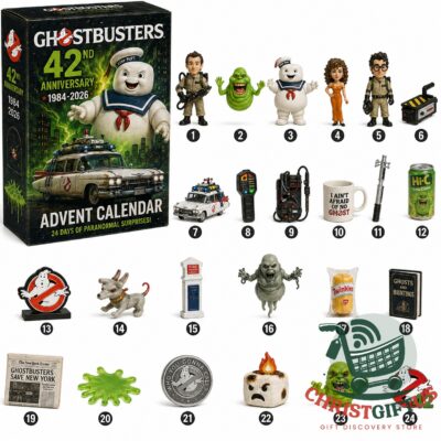 Ghostbusters 42nd Anniversary 2026 Advent Calendar - box and 24 miniature surprises displayed