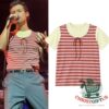 Harry Styles 2026 Together Tour In NYC Striped Tie-Front T-Shirt - singer reference beside front product view