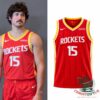 Houston Rockets Reed Sheppard Basketball Jersey - front jersey view beside modeled wearing view
