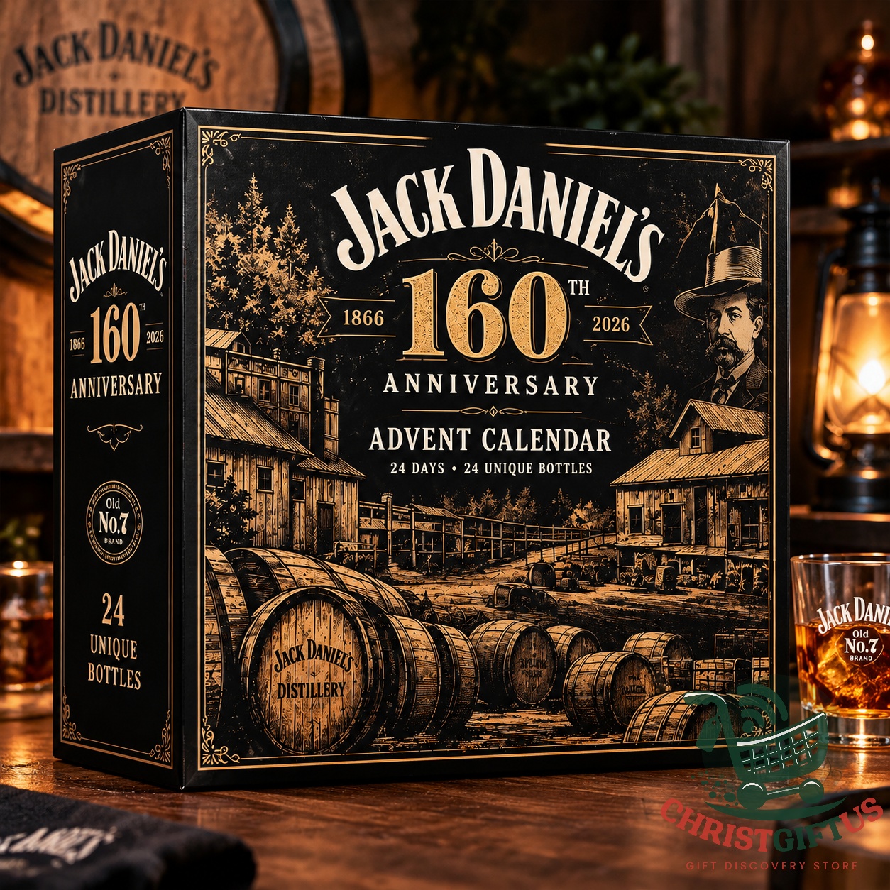 Jack Daniel's 160th Anniversary 2026 Advent Calendar - front and side box view