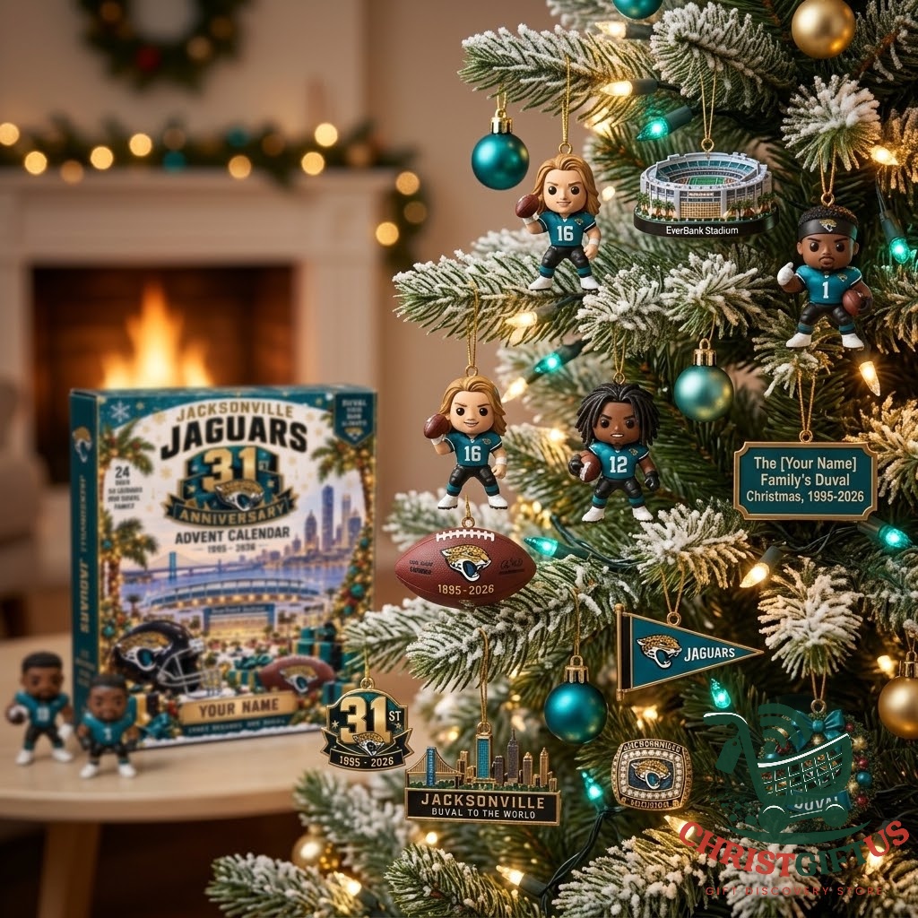 Open Jaguars advent calendar showing numbered windows and ornaments