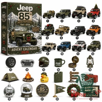 Jeep 85th Anniversary 2026 Advent Calendar - box and numbered miniature contents