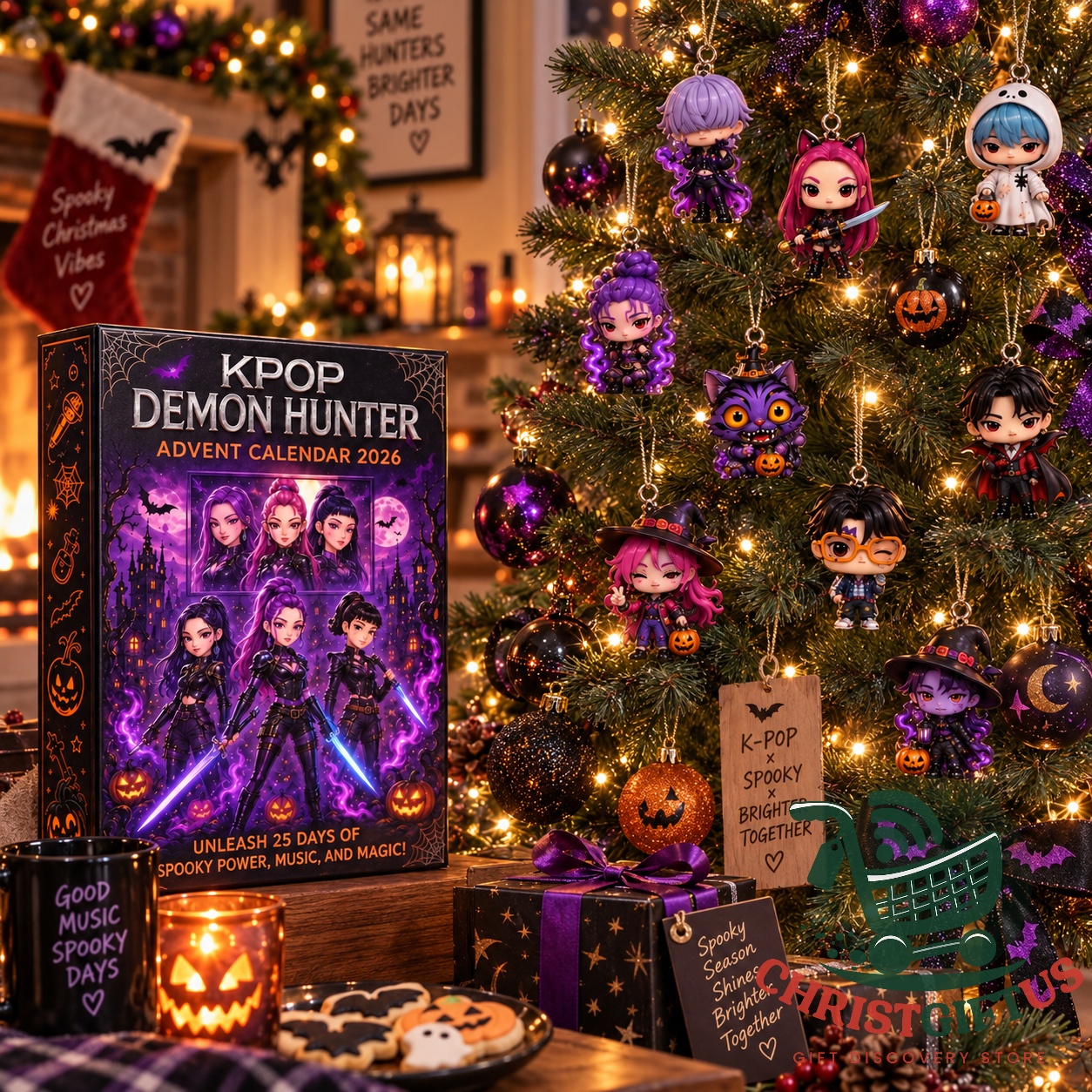 K-Pop Demon Hunters Halloween 2026 Advent Calendar - side packaging panel and assorted charms