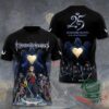 Kingdom Hearts 25th Anniversary 3D T-Shirt - front and back views with character artwork