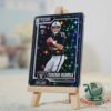 Las Vegas Raiders Fernando Mendoza Rookie Diamond Refractor Trading Card 2026 - front view on easel