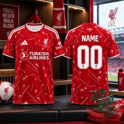 Liverpool Football Club Turkish Airlines Football Jersey - front and back views