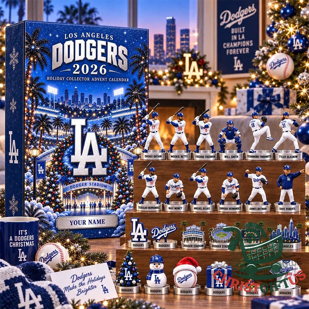 Name panel on the front of the Dodgers holiday advent calendar