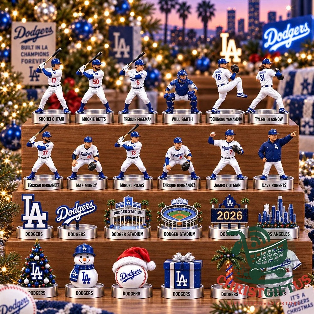 Open Dodgers advent calendar showing numbered windows and acrylic ornaments