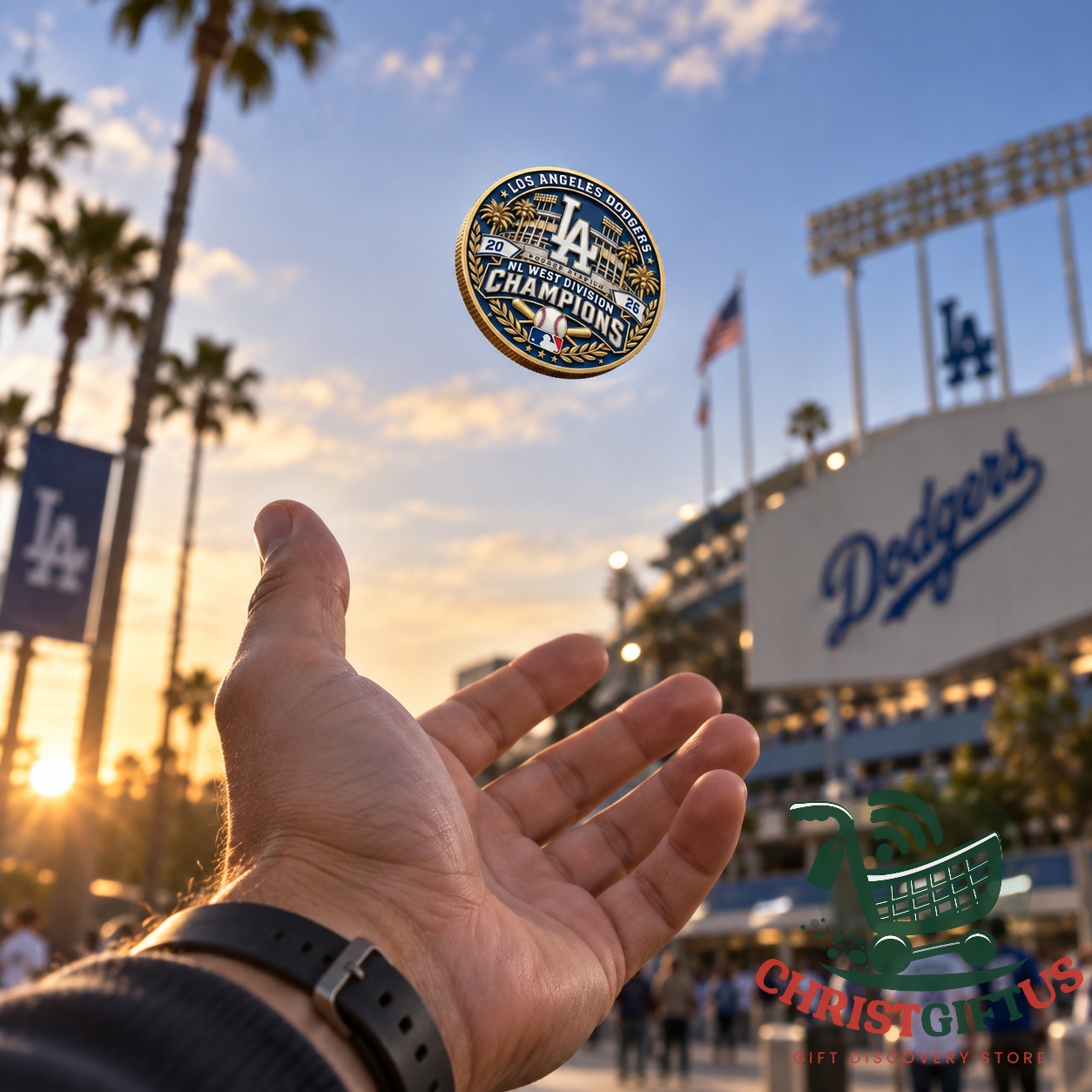 Dodgers 2026 NL West champions coin shown with its milled edge