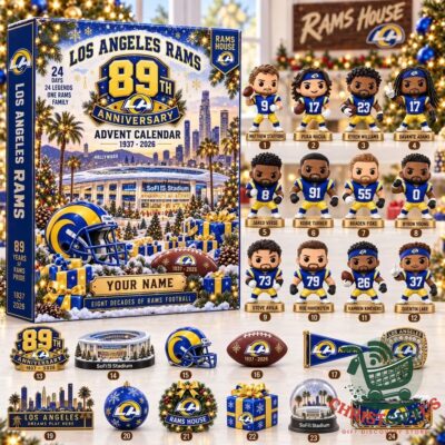 Los Angeles Rams 89th Anniversary 2026 Advent Calendar - front packaging and collectible figures