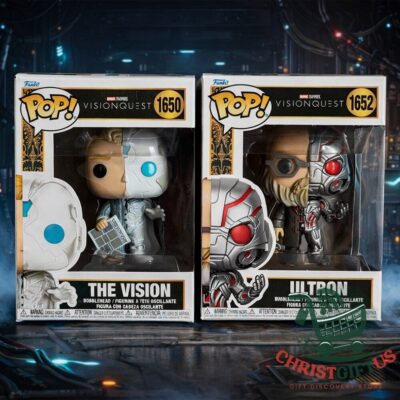 Marvel Vision and Ultron Vision Quest Funko Pop Figures - front boxed pair