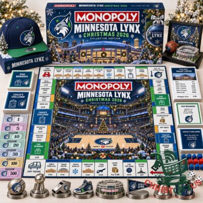 Minnesota Lynx Christmas 2026 Monopoly Board Game - complete set with board, box, cards, tokens, and cap