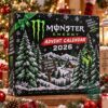 Monster Energy 2026 Advent Calendar - front view showing snowy mountain holiday artwork