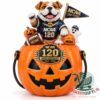 NCAA 120th Anniversary 2026 Halloween Candy Bucket - front view with bulldog and sports figures