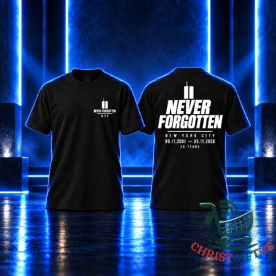 New York City 9/11 25th Anniversary Memorial T-Shirt - front and back views