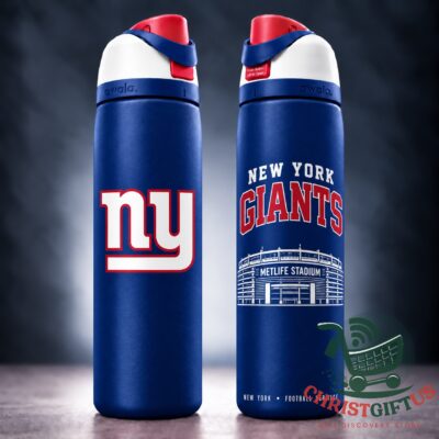 New York Giants MetLife Stadium 2026 Water Bottle - front and reverse views showing team graphics