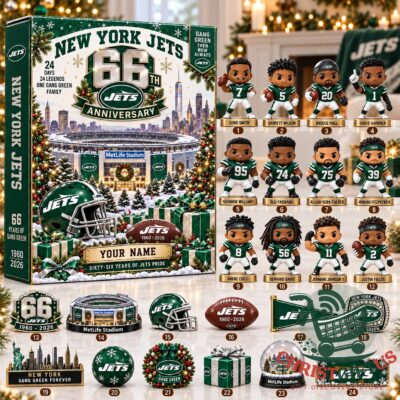 New York Jets 2026 66th Anniversary Advent Calendar - front packaging with numbered figures