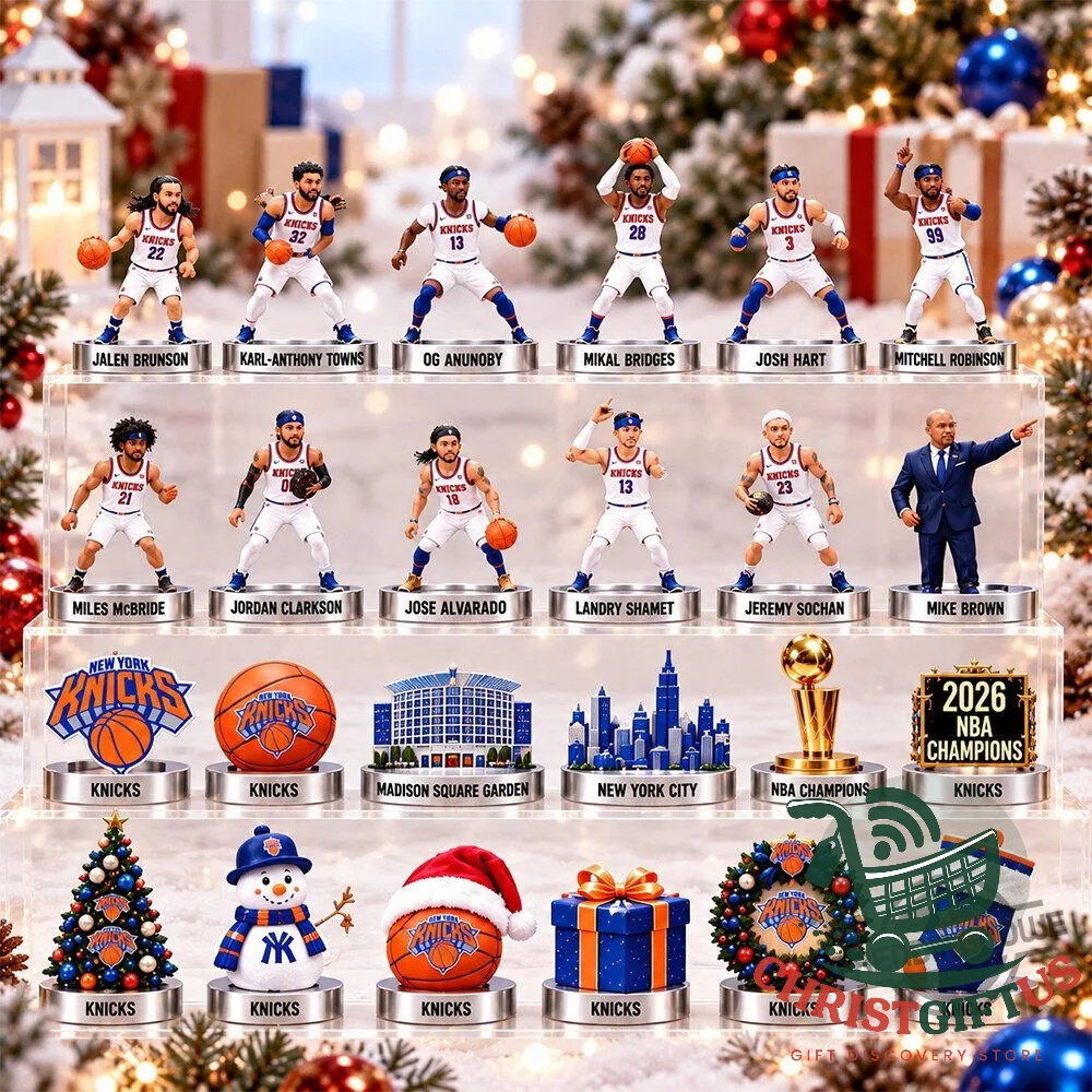 Open Knicks advent calendar showing numbered windows and acrylic ornaments