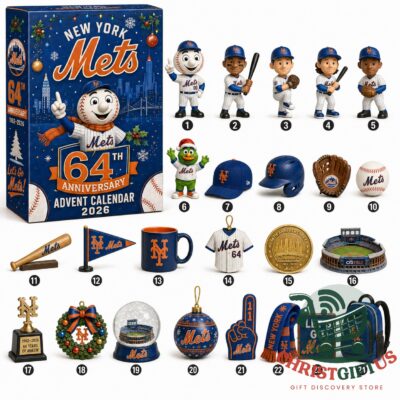 New York Mets 64th Anniversary 2026 Advent Calendar - front view with numbered Mets collectibles