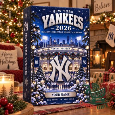 New York Yankees 2026 Holiday Collector Advent Calendar - front view with custom name panel