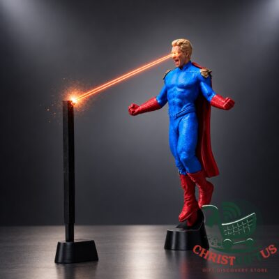 NIKOLATOY Homelander Laser-Eyes LED Light Figure 2026 - front view with illuminated laser beam