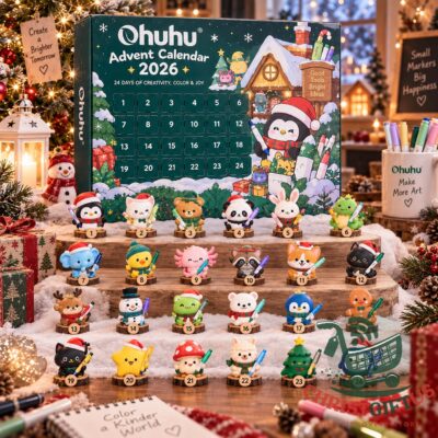 Ohuhu 2026 24-Day Marker Character Crafts Advent Calendar - front view with numbered doors and figures