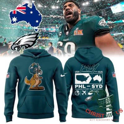 Philadelphia Eagles x Australia Kangaroo Hoodie - front and back views