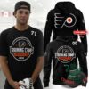 Philadelphia Flyers Training Camp 2026 Custom Black Pullover Hoodie - front and back views with camp graphic
