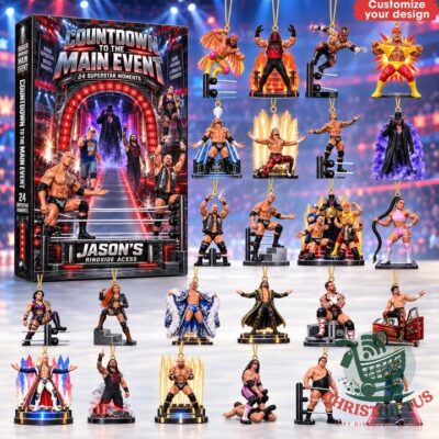 Professional Wrestling 24 Superstar Moments Advent Calendar 2026 - box and wrestling character ornaments