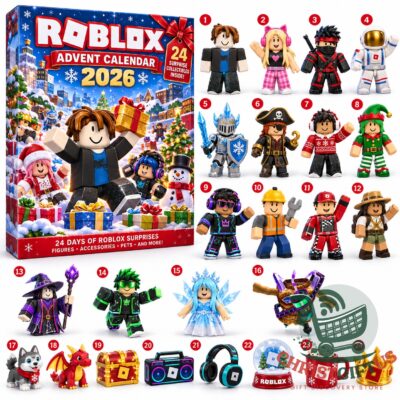 Roblox 2026 Christmas Advent Calendar - front box and numbered collectible figures display