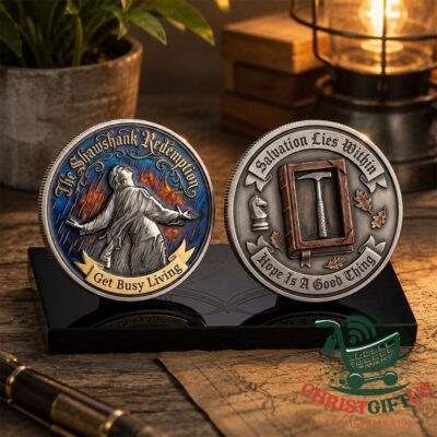 Salvation Lies Within The Shawshank Redemption Collectible Coin - two engraved faces displayed