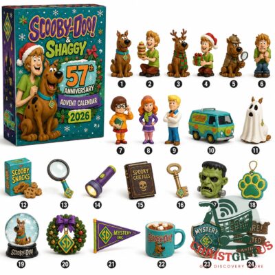 Scooby-Doo and Shaggy 57th Anniversary 2026 Advent Calendar - front packaging and included figures