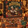Skeleton Bartender 2026 Advent Calendar - front view with skeleton bartender artwork