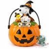 Snoopy 76th Anniversary Halloween 2026 Candy Bucket - front view with Snoopy and Woodstock figures