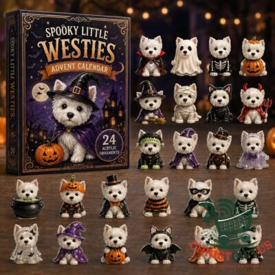 Spooky Little Westies Halloween 24 Acrylic Ornaments Advent Calendar - full product display