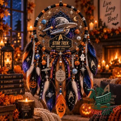 Star Trek 60th Anniversary 2026 Halloween Dreamcatcher - front view with starship and planets