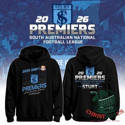 Sturt Football Club 2026 SANFL Premiers Hoodie - front and back views