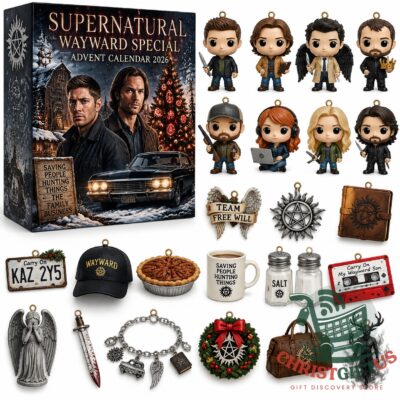 Supernatural Wayward Special 2026 Advent Calendar - front box artwork and themed ornaments displayed
