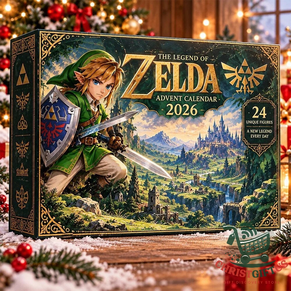 The Legend of Zelda Advent Calendar 2026 - front box view with Link and fantasy landscape