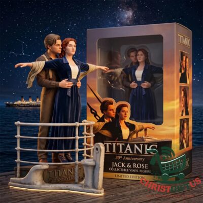 Titanic 30th Anniversary Jack and Rose Collectible Vinyl Figure - front view with display box