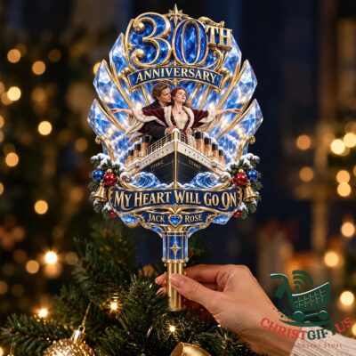 Titanic 30th Anniversary My Heart Will Go On Tree Topper - front view on Christmas tree
