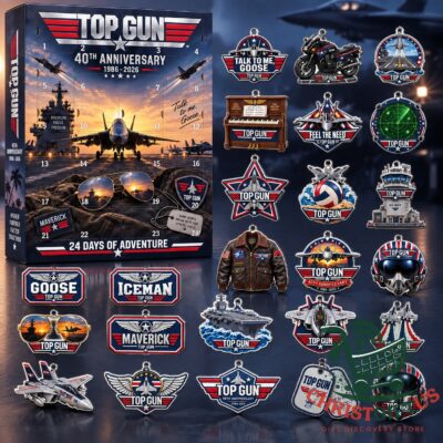 Top Gun 40th Anniversary 1986-2026 Advent Calendar - front view with numbered doors and ornaments