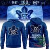 Toronto Maple Leafs 100th Anniversary 1927-2027 Hoodie - front and back views