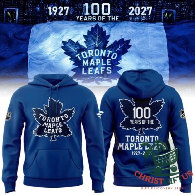 Toronto Maple Leafs 100th Anniversary 1927-2027 Hoodie - front and back views