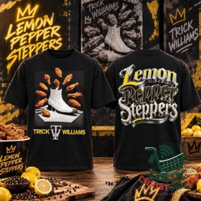 Trick Williams Lemon Pepper Steppers WWE T-Shirt - front and back views displayed together